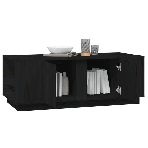 vidaXL Τραπεζάκι Σαλονιού Μαύρο 110 x 50 x 40 εκ από Μασίφ Ξύλο Πεύκου
