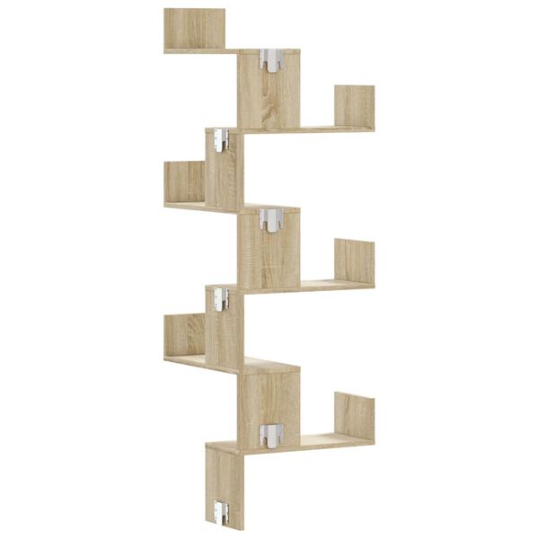 vidaXL Γωνιακή Ραφιέρα Τοίχου Sonoma Δρυς 45x45x147 εκ. Επεξ. Ξύλο