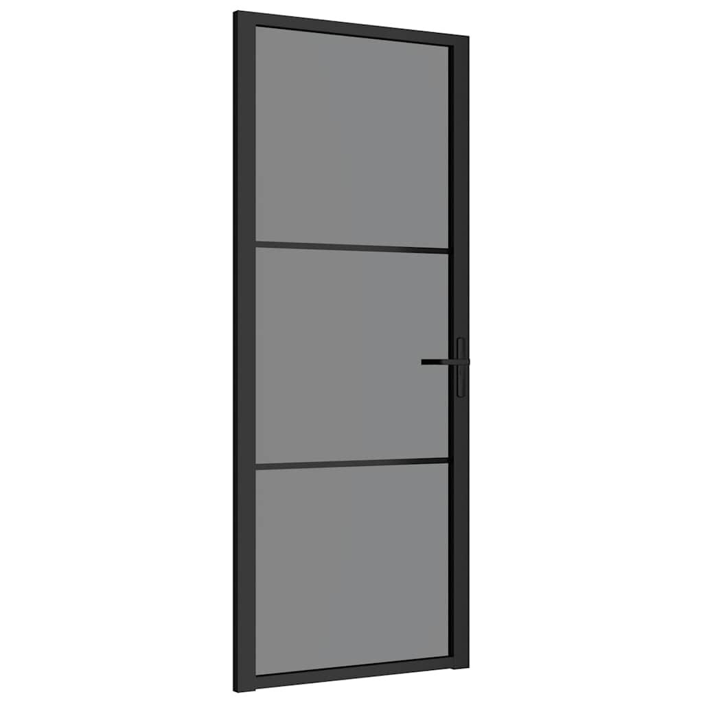vidaXL Εσωτερική Πόρτα 83x201,5 εκ. Μαύρη ESG Γυαλί και Αλουμίνιο