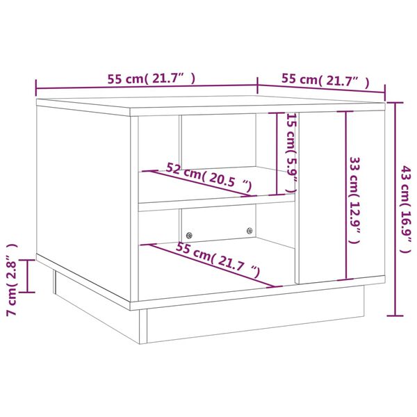 vidaXL Τραπεζάκι Σαλονιού Καφέ Δρυς 55 x 55 x 43 εκ. Μοριοσανίδα