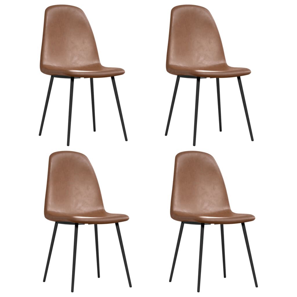 vidaXL Καρέκλες Τραπεζαρίας 4 τεμ. Γυαλ. Καφέ 43,5x53,5x84εκ Συν.Δέρμα