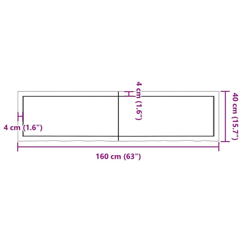 vidaXL Ράφι Τοίχου Σκούρο Καφέ 160x40x(2-6) εκ. Επεξ. Μασίφ Ξύλο Δρυός