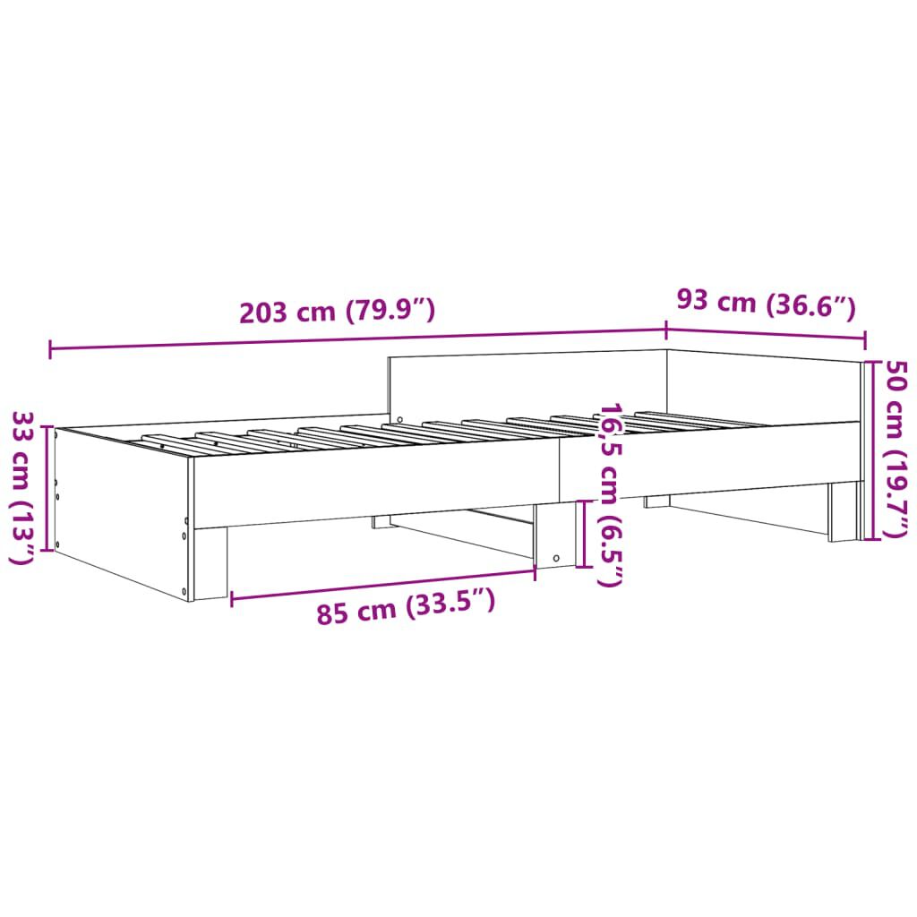 vidaXL Πλαίσιο Κρεβατιού Γκρι Σκυροδέματος 90x200 εκ. Επεξεργ. Ξύλο
