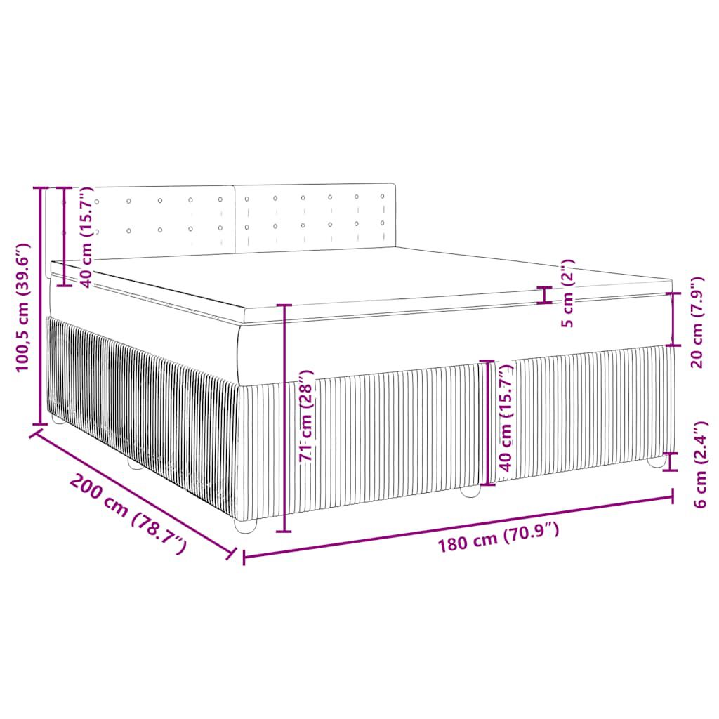 vidaXL Κρεβάτι Boxspring με Στρώμα Taupe 180x200 εκ. Υφασμάτινο