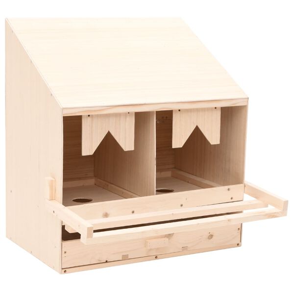vidaXL Φωλιά για Κότες με 2 Θέσεις 63x40x65 εκ. από Μασίφ Ξύλο Πεύκου