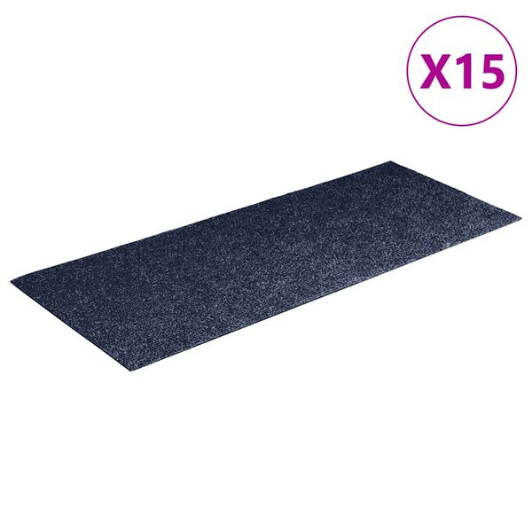 vidaXL Πατάκια Σκαλιών Αυτοκόλλητα 15 τεμ. Γκρι Μπλε Ορθογώνια 60x25 εκ.