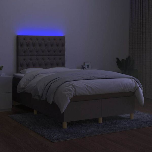 vidaXL &Kappa;&rho;&epsilon;&beta;ά&tau;&iota; Boxspring &mu;&epsilon; &Sigma;&tau;&rho;ώ&mu;&alpha; & LED Taupe 120x190 &epsilon;&kappa;. &Upsilon;&phi;&alpha;&sigma;&mu;ά&tau;&iota;&nu;&omicron;