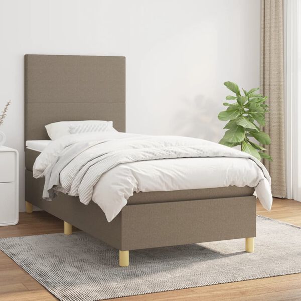 vidaXL &Kappa;&rho;&epsilon;&beta;ά&tau;&iota; Boxspring &mu;&epsilon; &Sigma;&tau;&rho;ώ&mu;&alpha; Taupe 100 x 200 &epsilon;&kappa;. &Upsilon;&phi;&alpha;&sigma;&mu;ά&tau;&iota;&nu;&omicron;