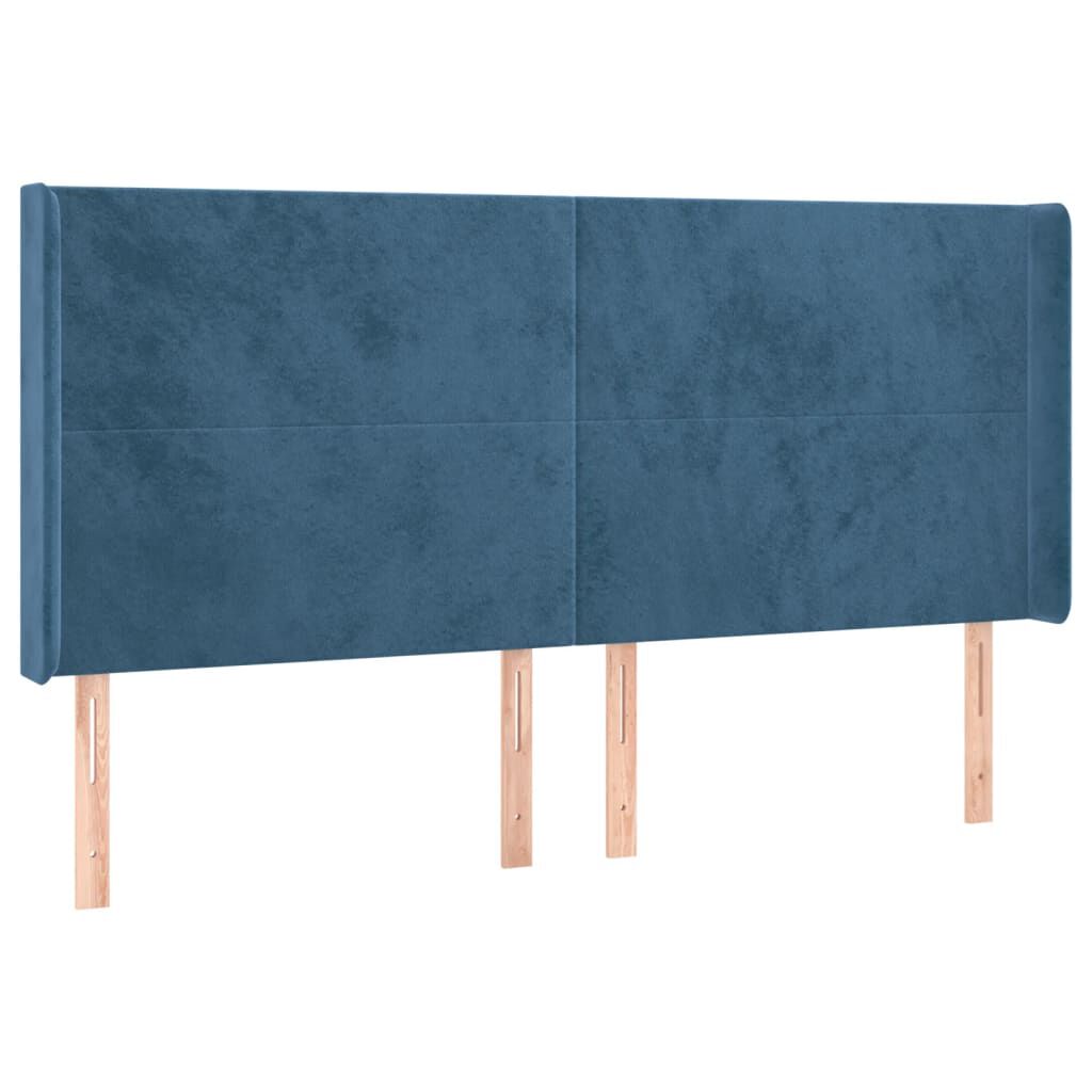 vidaXL Κρεβάτι Boxspring με Στρώμα & LED Σκ. Μπλε 160x200εκ. Βελούδινο