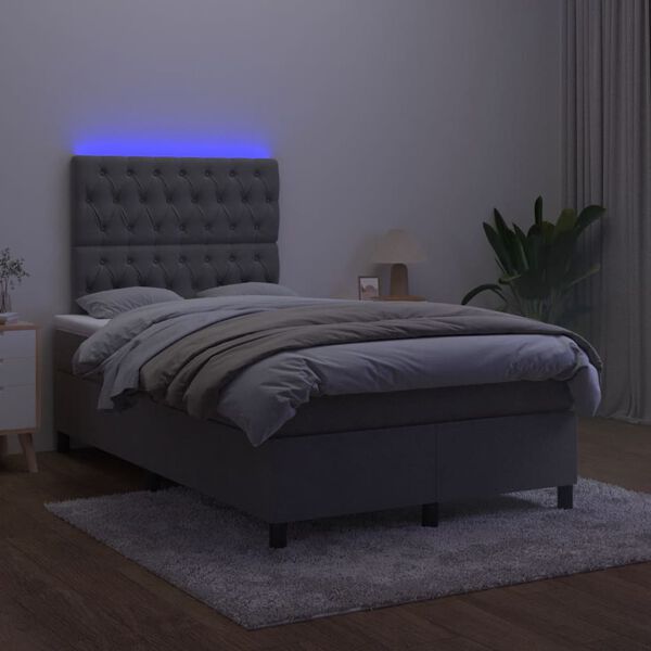 vidaXL &Kappa;&rho;&epsilon;&beta;ά&tau;&iota; Boxspring &mu;&epsilon; &Sigma;&tau;&rho;ώ&mu;&alpha; & LED &Sigma;&kappa;.&Gamma;&kappa;&rho;&iota; 120x190&epsilon;&kappa;. &Beta;&epsilon;&lambda;&omicron;ύ&delta;&iota;&nu;&omicron;