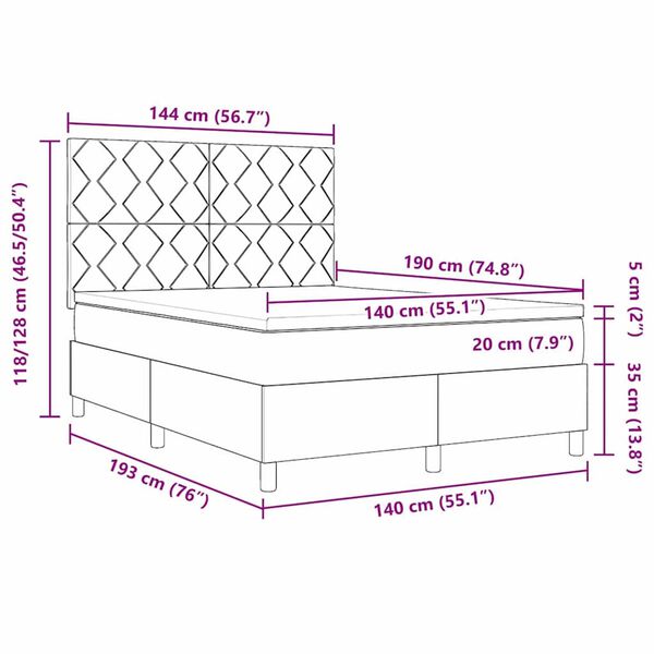 vidaXL Κρεβάτι με ελατήρια Σκούρο πράσινο 140 x 190 cm Βελούδο