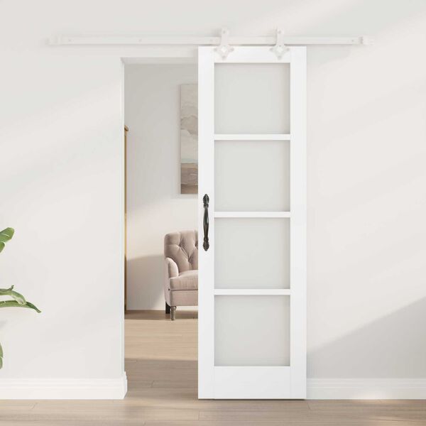 vidaXL Συρόμενη Πόρτα Λευκό 61 x 198.5 εκ. Ξύλο και μέταλλο