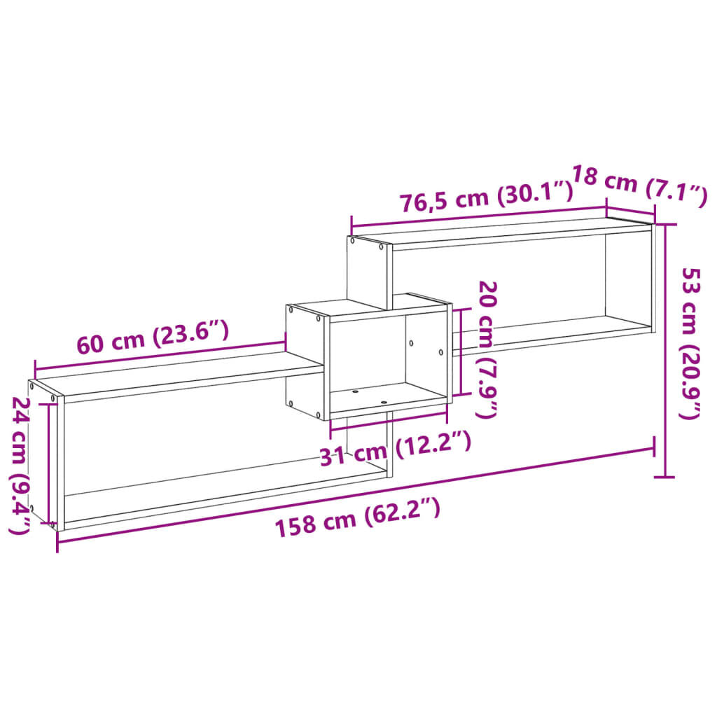 vidaXL Ντουλάπι Τοίχου Sonoma Δρυς 158x18x53 εκ. Επεξεργασμένο Ξύλο