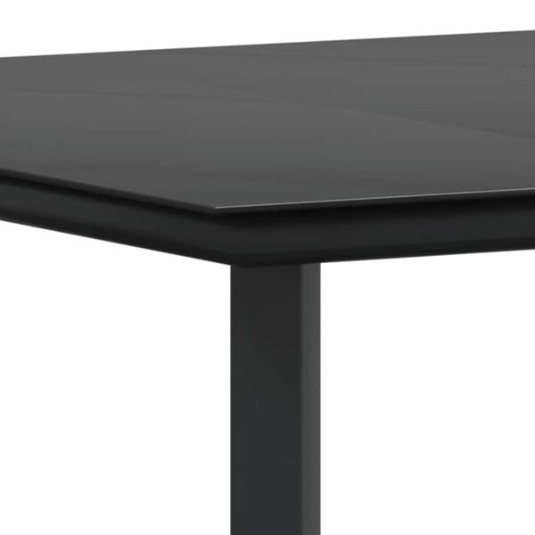 vidaXL Σέτ φαγητού για κήπο με μαξιλάρι 9 pcs Μαύρο συνθετικό ρατάν