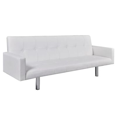 vidaXL Καναπές - Κρεβάτι με Μπράτσα Λευκός από Συνθετικό Δέρμα