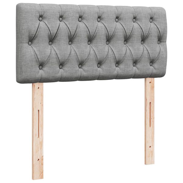 vidaXL Κρεβάτι Boxspring με Στρώμα Ανοιχτό Γκρι 90x200 εκ. Υφασμάτινο