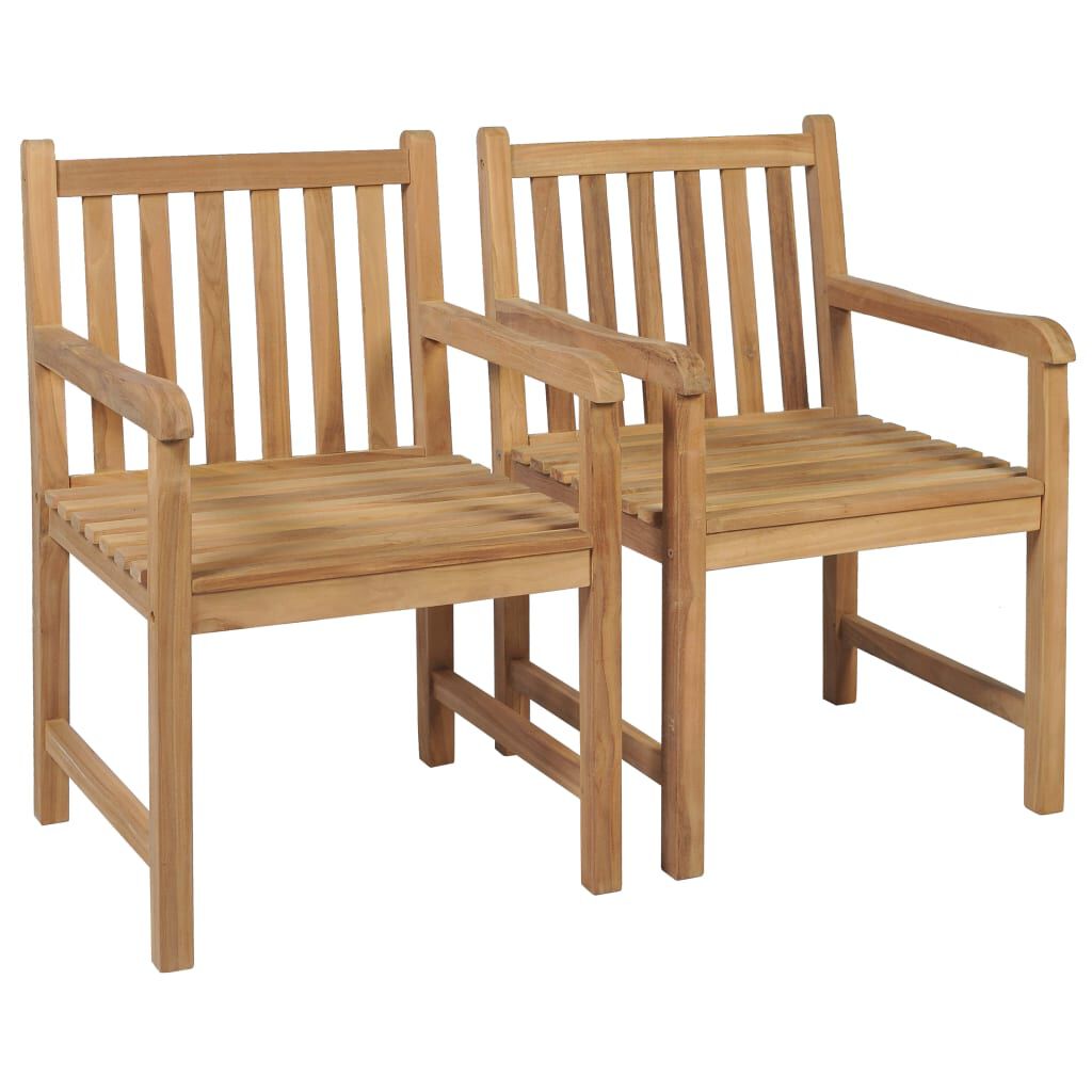 vidaXL Καρέκλες Κήπου 2 τεμ. από Μασίφ Ξύλο Teak με Taupe Μαξιλάρια