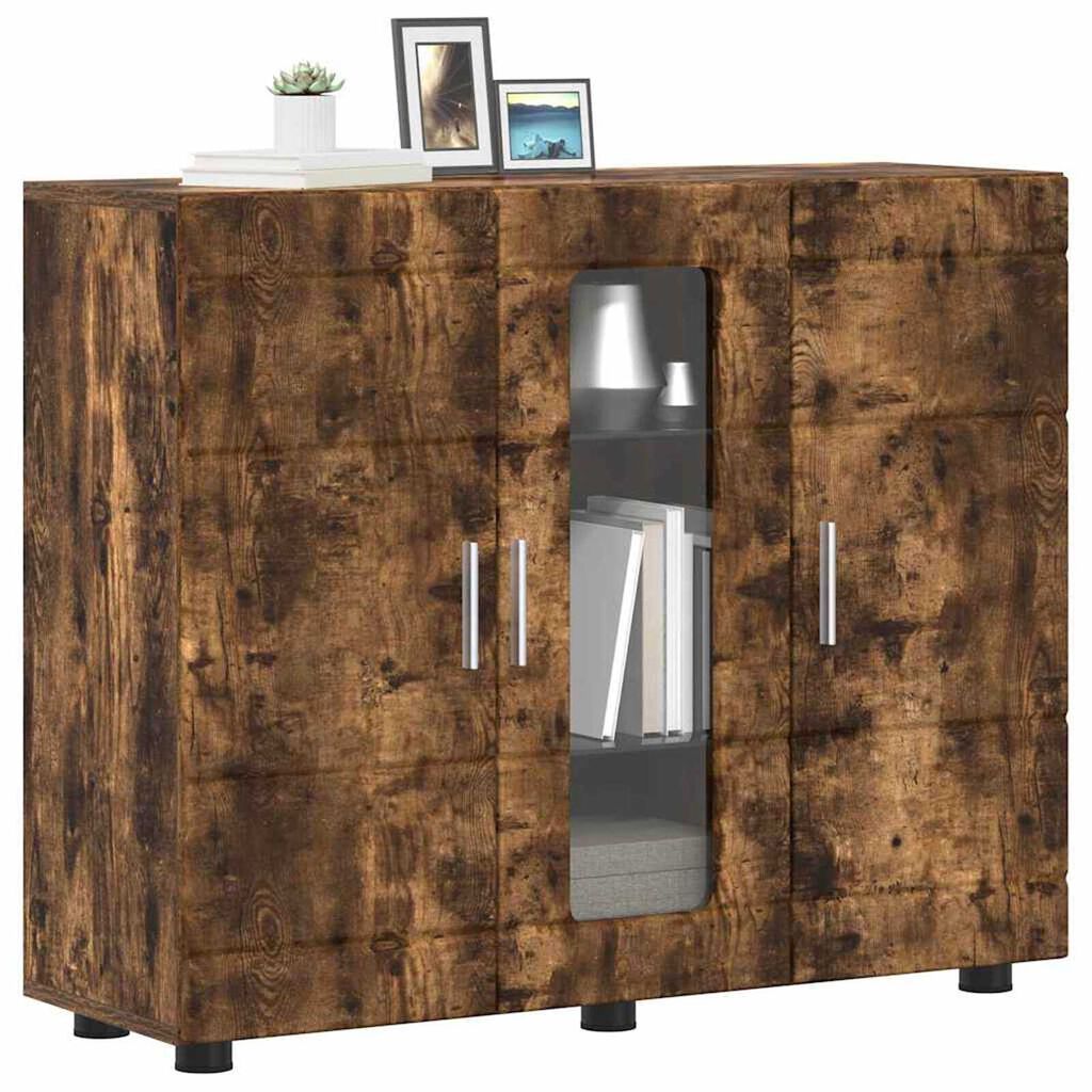 vidaXL Πλαϊνό γραφείο με ράφι Καπνιστή δρυς 55.5 x 29 x 100 εκ
