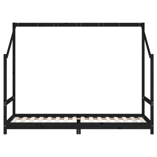 vidaXL Πλαίσιο Παιδικού Κρεβατιού Μαύρο 2x(90x200)εκ Μασίφ Ξύλο Πεύκου