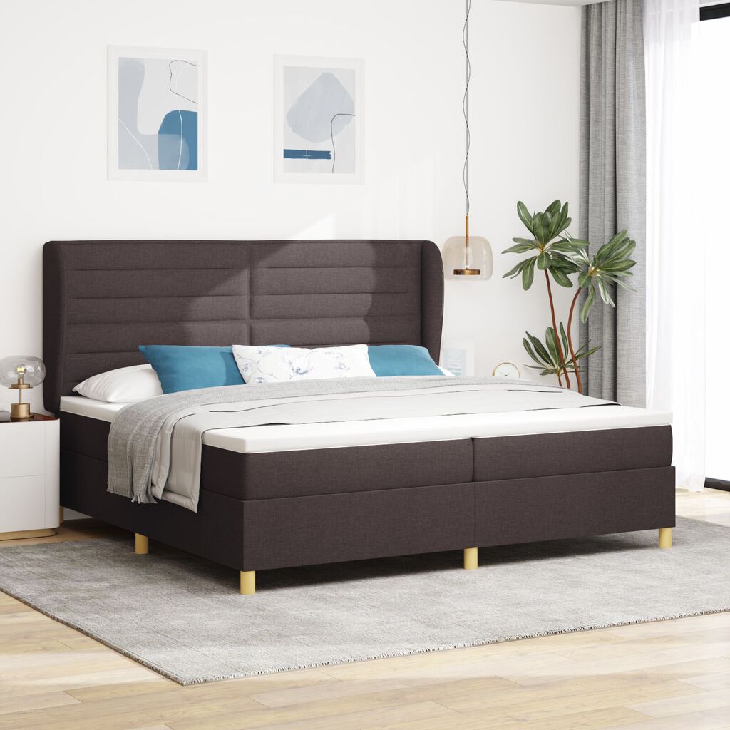 vidaXL Κρεβάτι Box Spring με Στρώμα Καφέ 200x200 εκ Υφάσμα