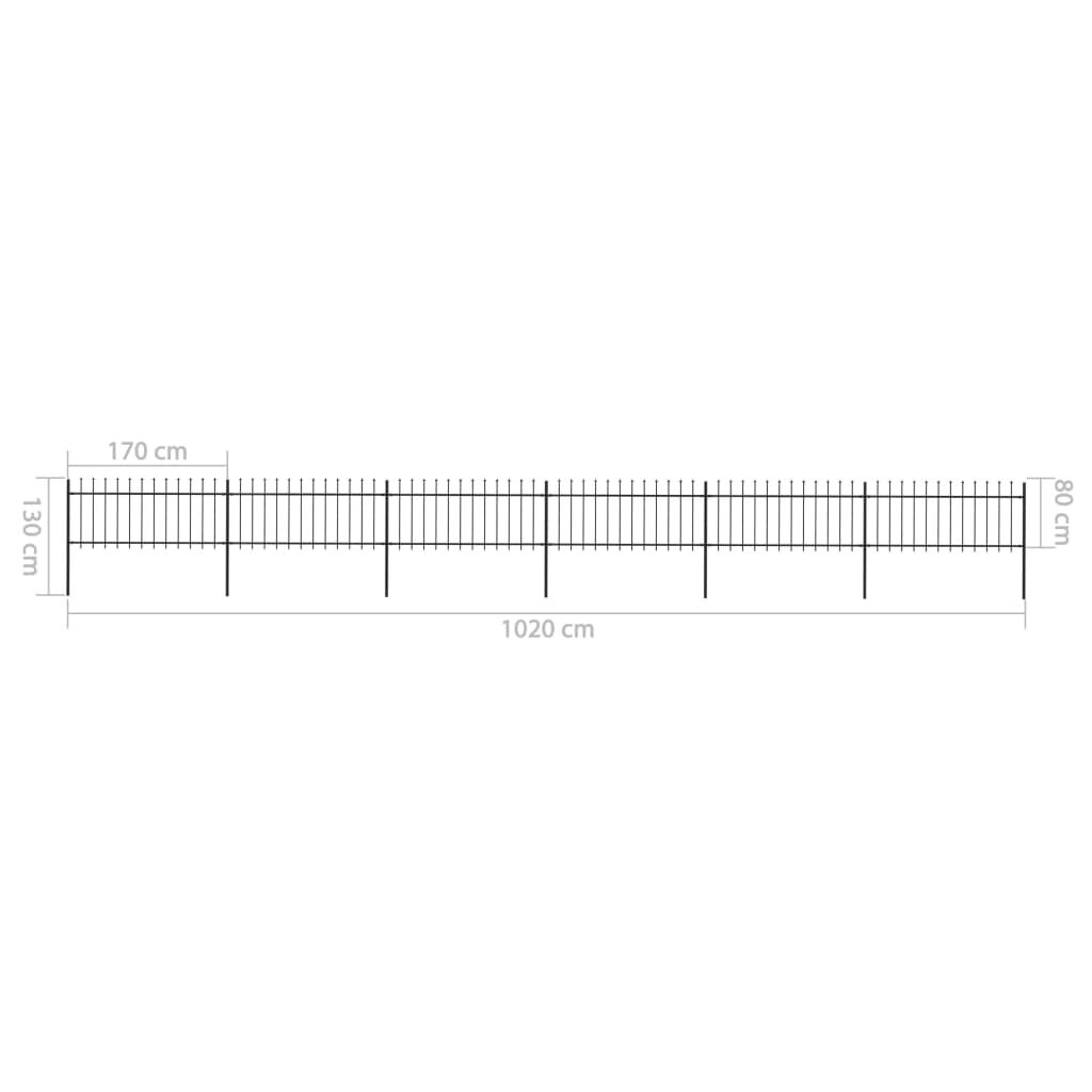 vidaXL Κάγκελα Περίφραξης με Λόγχες Μαύρα 10,2 x 0,8 μ. από Χάλυβα