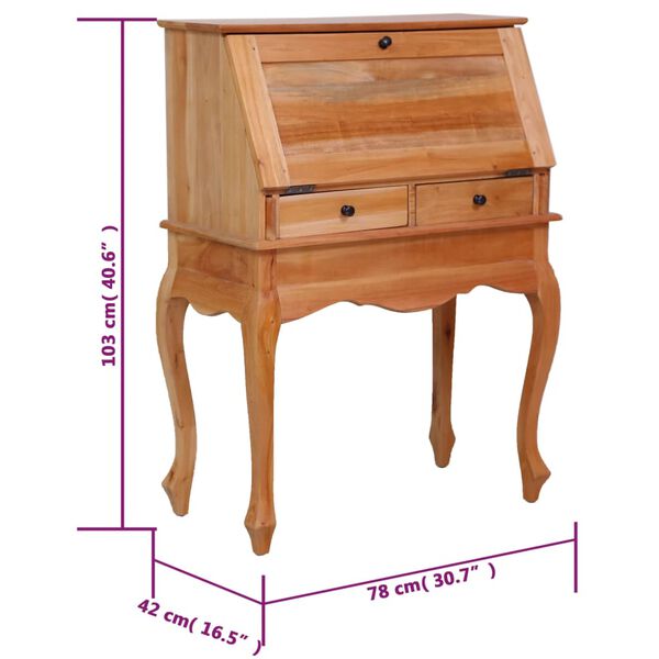 vidaXL Σεκρετέρ 78 x 42 x 103 εκ. από Μασίφ Μαόνι