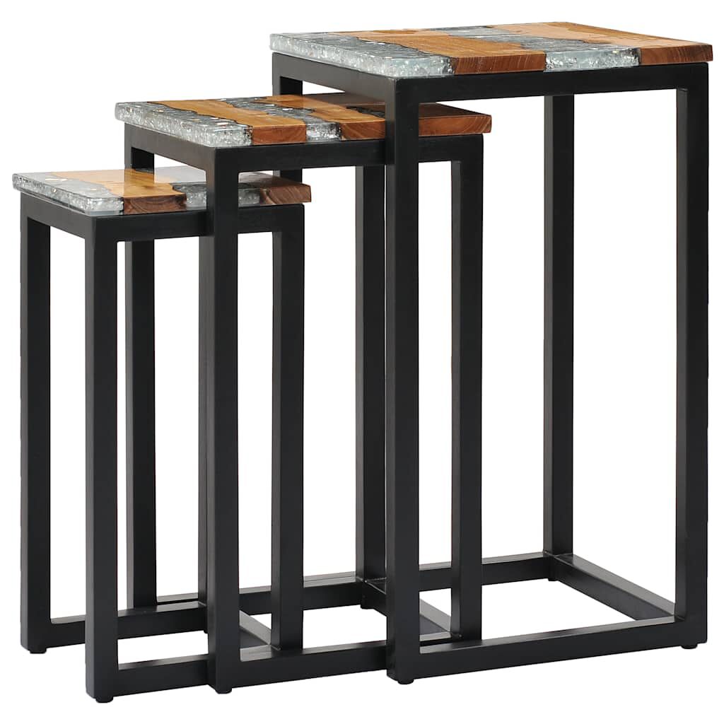 vidaXL Τραπεζάκια Ζιγκόν 3 τεμ. από Μασίφ Ξύλο Teak / Συνθετική Ρητίνη