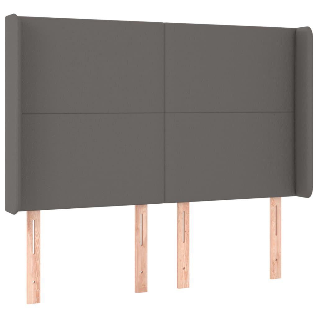 vidaXL Κρεβάτι Boxspring με Στρώμα & LED Γκρι 140x200 εκ. Συνθ. Δέρμα
