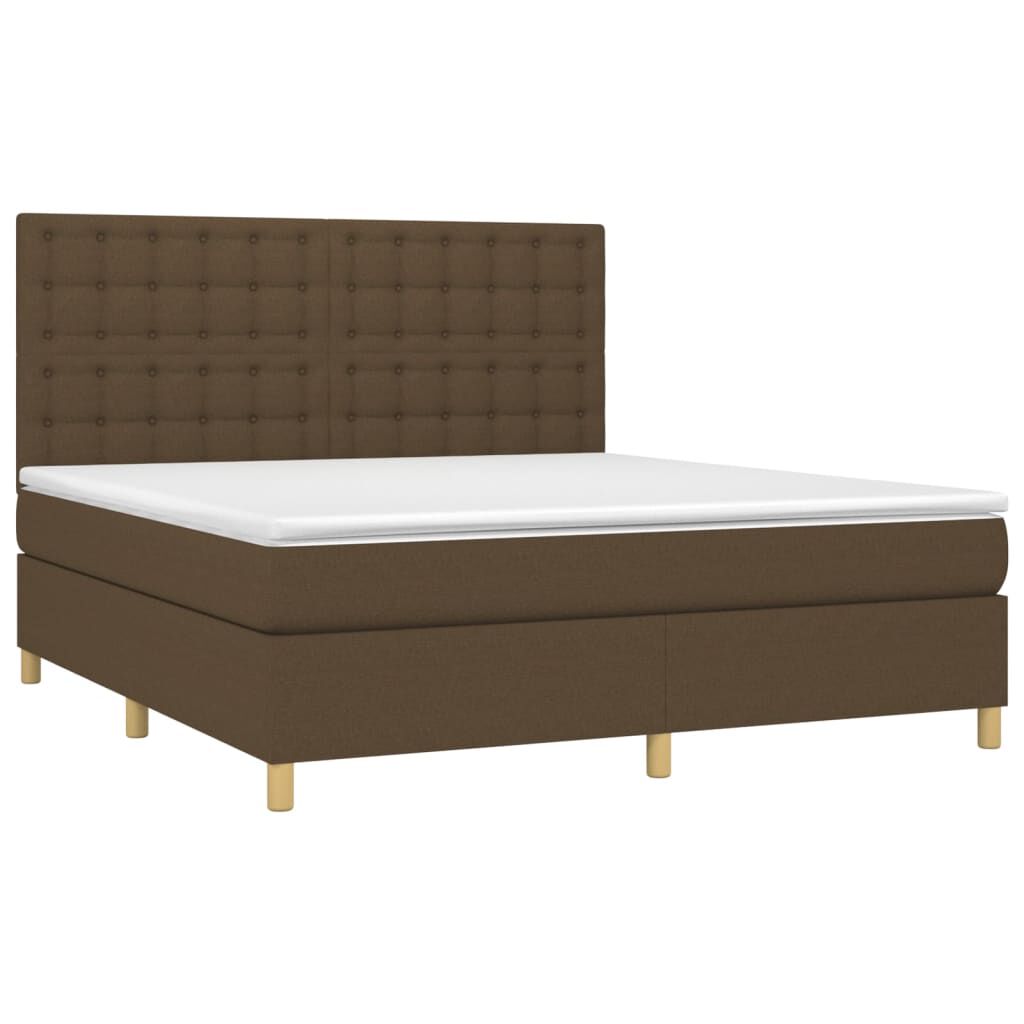 vidaXL Κρεβάτι Boxspring με Στρώμα Σκούρο Καφέ 180x200 εκ Υφασμάτινο