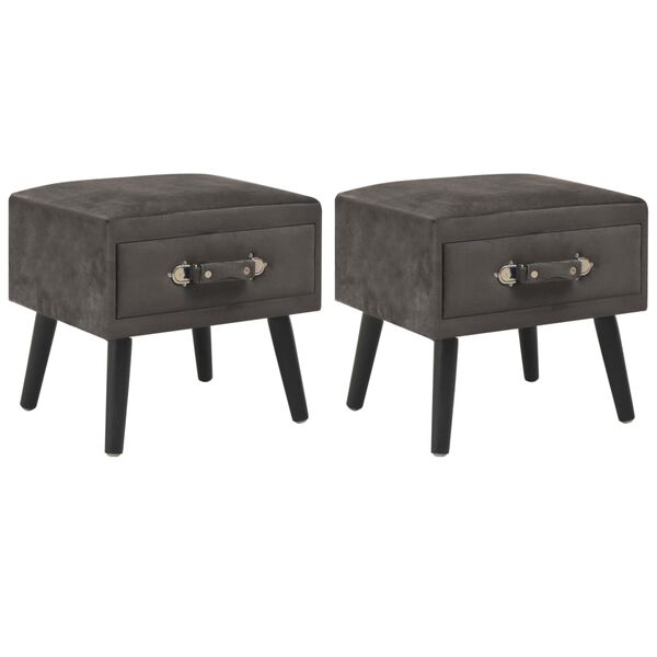 vidaXL Κομοδίνα 2 τεμ. Γκρι 40 x 35 x 40 εκ. Βελούδινα