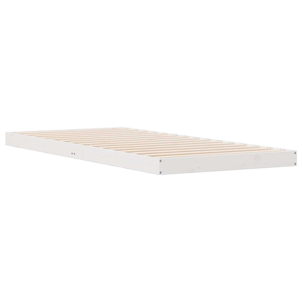 vidaXL Κρεβάτι δαπέδου Λευκό 80 x 210 cm Μασίφ ξύλο πεύκου