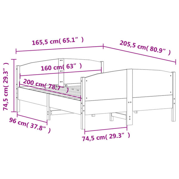 vidaXL Σκελετός Κρεβ. Χωρίς Στρώμα Καφέ Κεριού 160x200 εκ Μασίφ Πεύκο