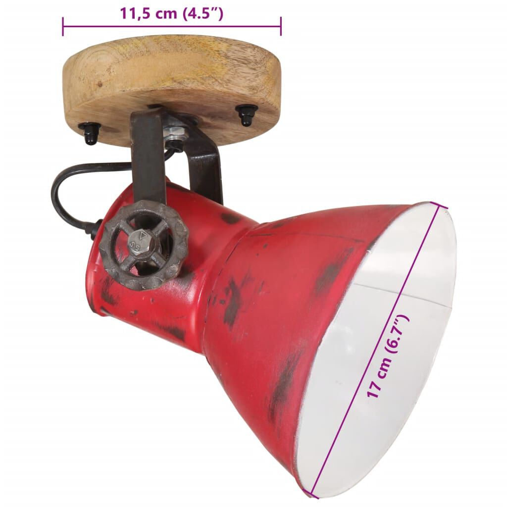 vidaXL Φωτιστικό Τοίχου 25 W Αντικέ Κόκκινο 11,5x11,5x25 εκ. Ε27