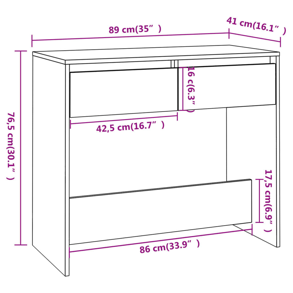 vidaXL Τραπεζάκι κονσόλα Γκρι Σκυρ. 89x41x76,5 εκ. Επεξεργασμένο Ξύλο