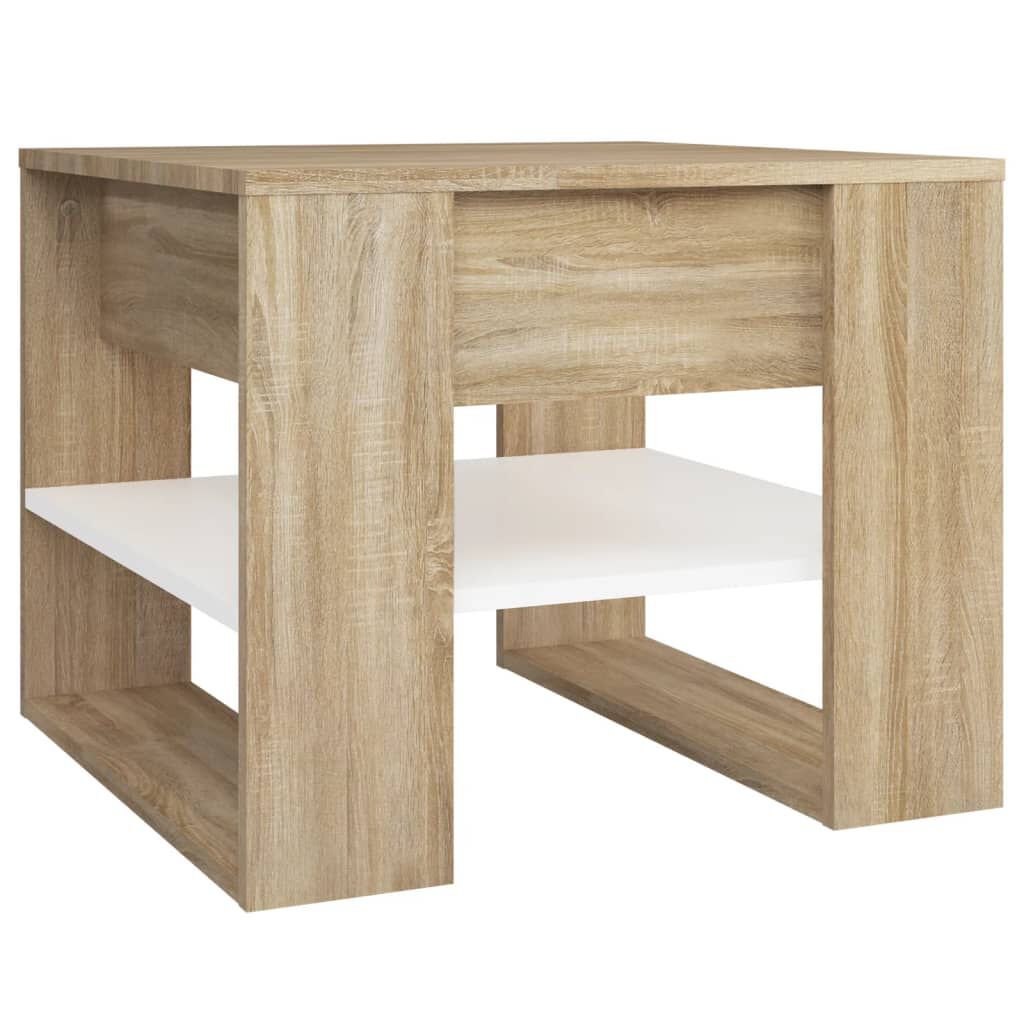 vidaXL Τραπεζάκι Σαλονιού Λευκό & Sonoma Δρυς 55,5x55x45εκ. Επεξ. Ξύλο