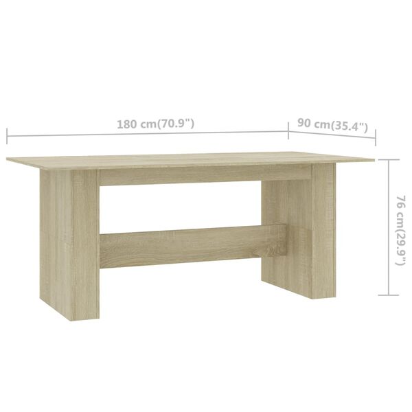 vidaXL Τραπεζαρία Sonoma Δρυς 180 x 90 x 76 εκ. από Επεξ. Ξύλο