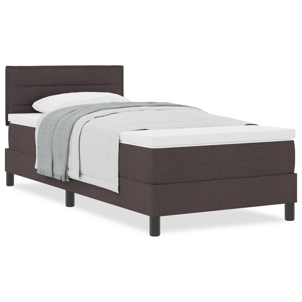 vidaXL Κρεβάτι Βάσης με Στρώμα Σκούρο Καφέ 90x190 cm Ύφασμα