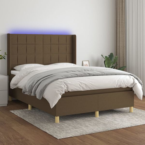 vidaXL &Kappa;&rho;&epsilon;&beta;ά&tau;&iota; Boxspring &mu;&epsilon; &Sigma;&tau;&rho;ώ&mu;&alpha; & LED &Sigma;&kappa;.&Kappa;&alpha;&phi;έ 140x200 &epsilon;&kappa; &Upsilon;&phi;&alpha;&sigma;&mu;ά&tau;&iota;&nu;&omicron;