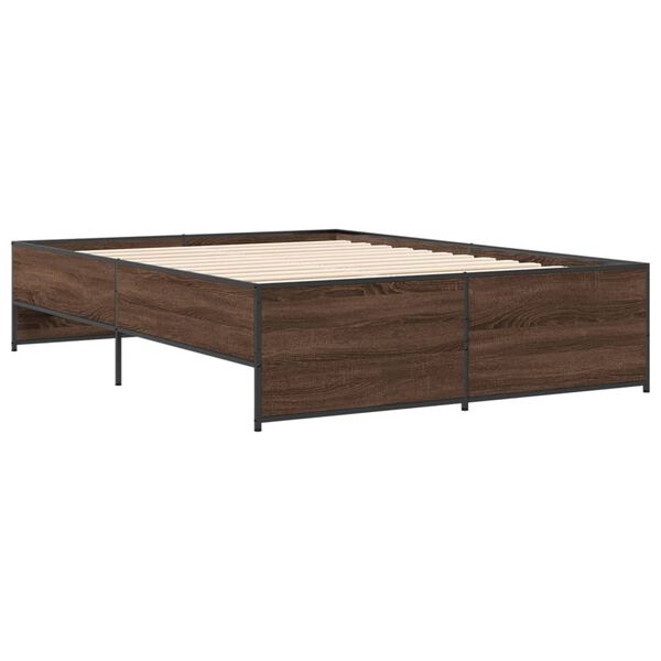 vidaXL Πλαίσιο Κρεβατιού Καφέ Δρυς 120x200 εκ. Επεξ. Ξύλο & Μέταλλο