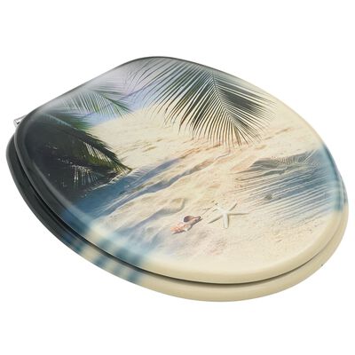 vidaXL Κάλυμμα Λεκάνης με Καπάκι Σχέδιο Παραλία από MDF