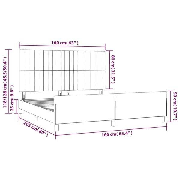 vidaXL Σκελετός Κρεβατιού Χωρίς Στρώμα Μπλε 160x200 εκ.Υφασμάτινο