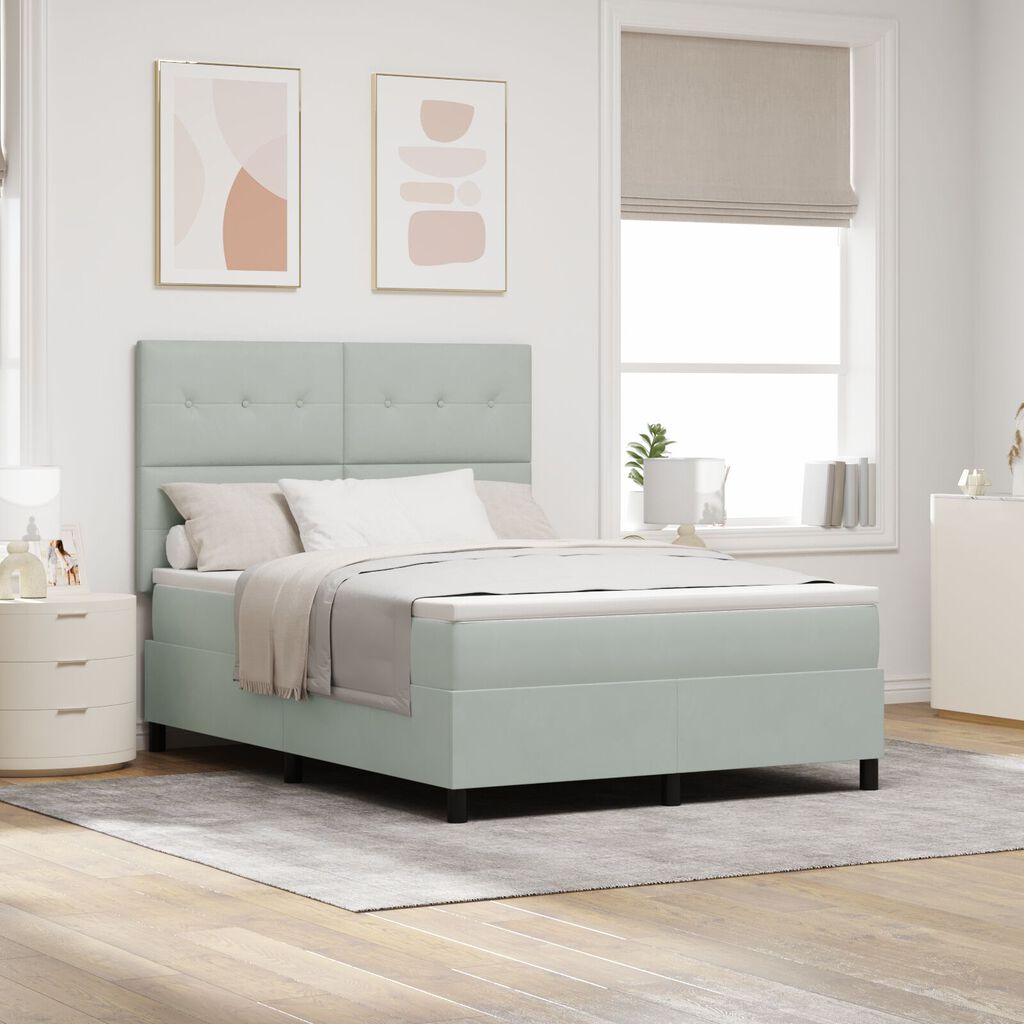 vidaXL Κρεβάτι με Στρώμα Light Grey 160x200 cm Βελούδο