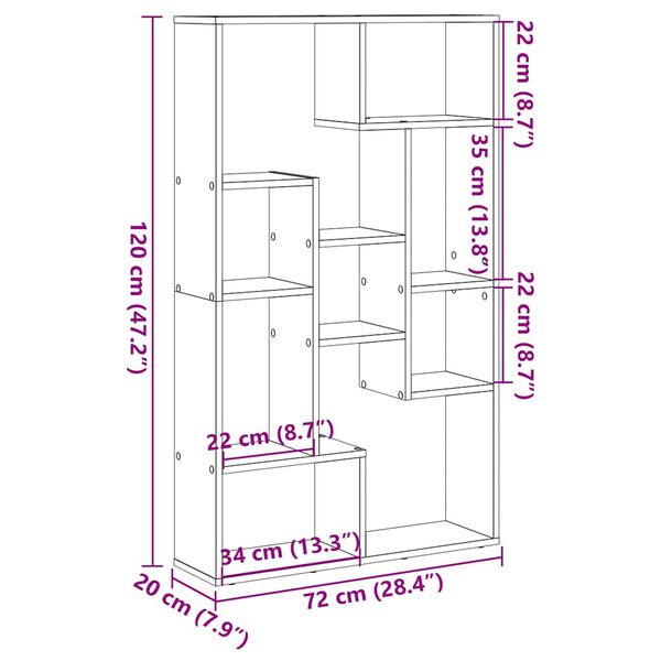 vidaXL Βιβλιοθήκη Αρτισιανή Δρυς 72x20x120 εκ. από Επεξεργασμένο Ξύλο