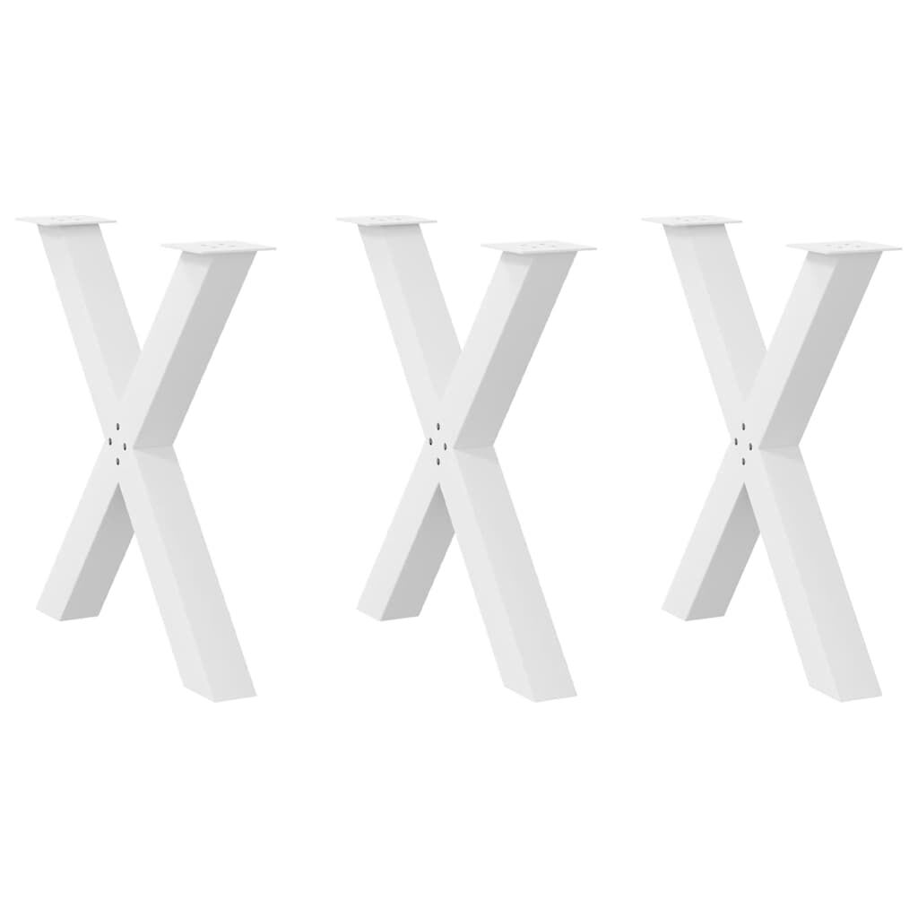 vidaXL Πόδια Τραπεζαρίας σε Σχήμα Χ 3 τεμ. Λευκά 80x(72-73) εκ. Ατσάλι