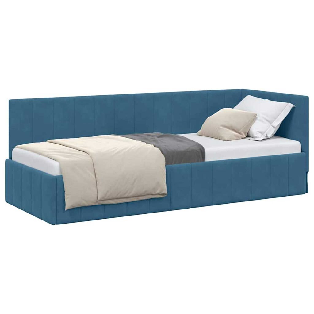 vidaXL Κρεβάτι Γωνίας με κεφαλάρι Μπλε 80 x 200 cm Βελούδο