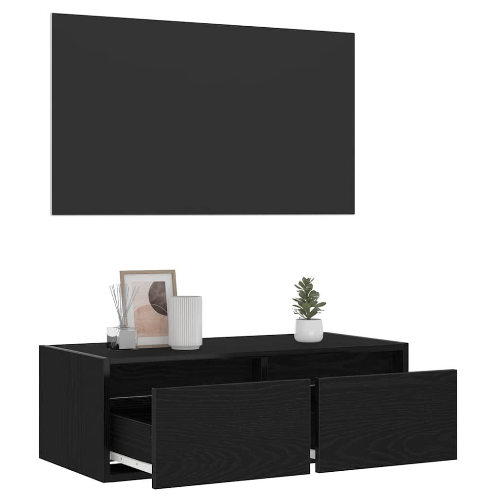 vidaXL Έπιπλο Τηλεόρασης με LED Μαύρη βελανιδιά 75x35,5x25 εκ.