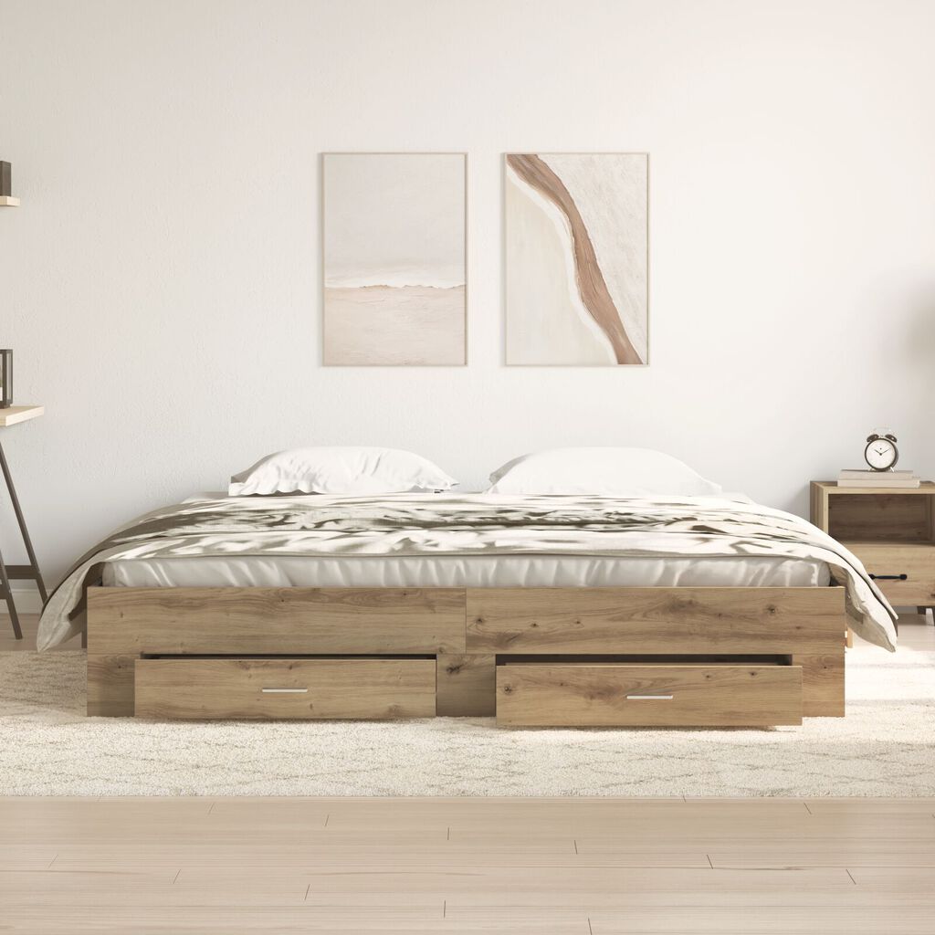 vidaXL Κρεβάτι με Συρτάρια Artisan Oak 180x200 cm Επεξεργασμένο Ξύλο