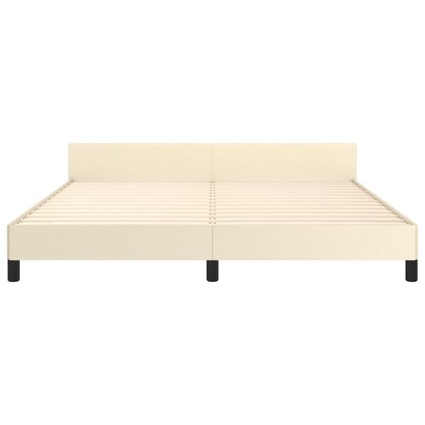 vidaXL Πλαίσιο Κρεβατιού με Κεφαλάρι Κρεμ 180x200 εκ. Συνθετικό Δέρμα