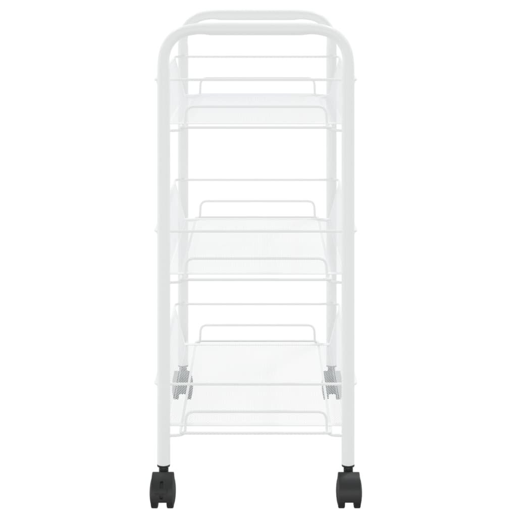 vidaXL Τρόλεϊ Κουζίνας 3 Επιπέδων Λευκό 46 x 26 x 64 εκ. Σιδερένιο