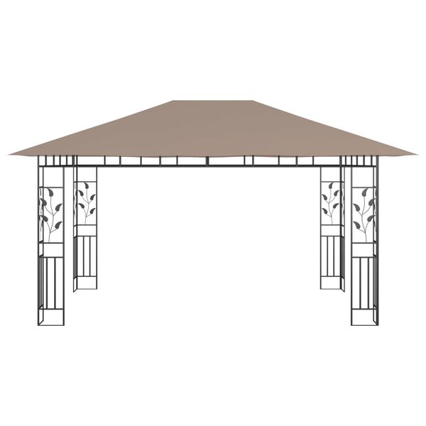 vidaXL Κιόσκι με Σήτα και Φωτάκια LED Taupe 4 x 3 x 2,73 μ.